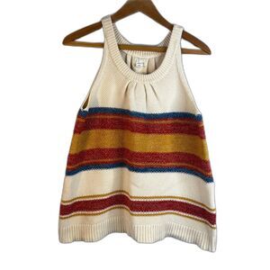 Caslon Retro 80s 90s Knit Colorful Striped Sleeveless Sweater Tank Size MD